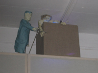 Szene der Auff&uuml;hrung "Der dreifache Traum der Maschine", Dramolett von Herbert Thomas Mandl
